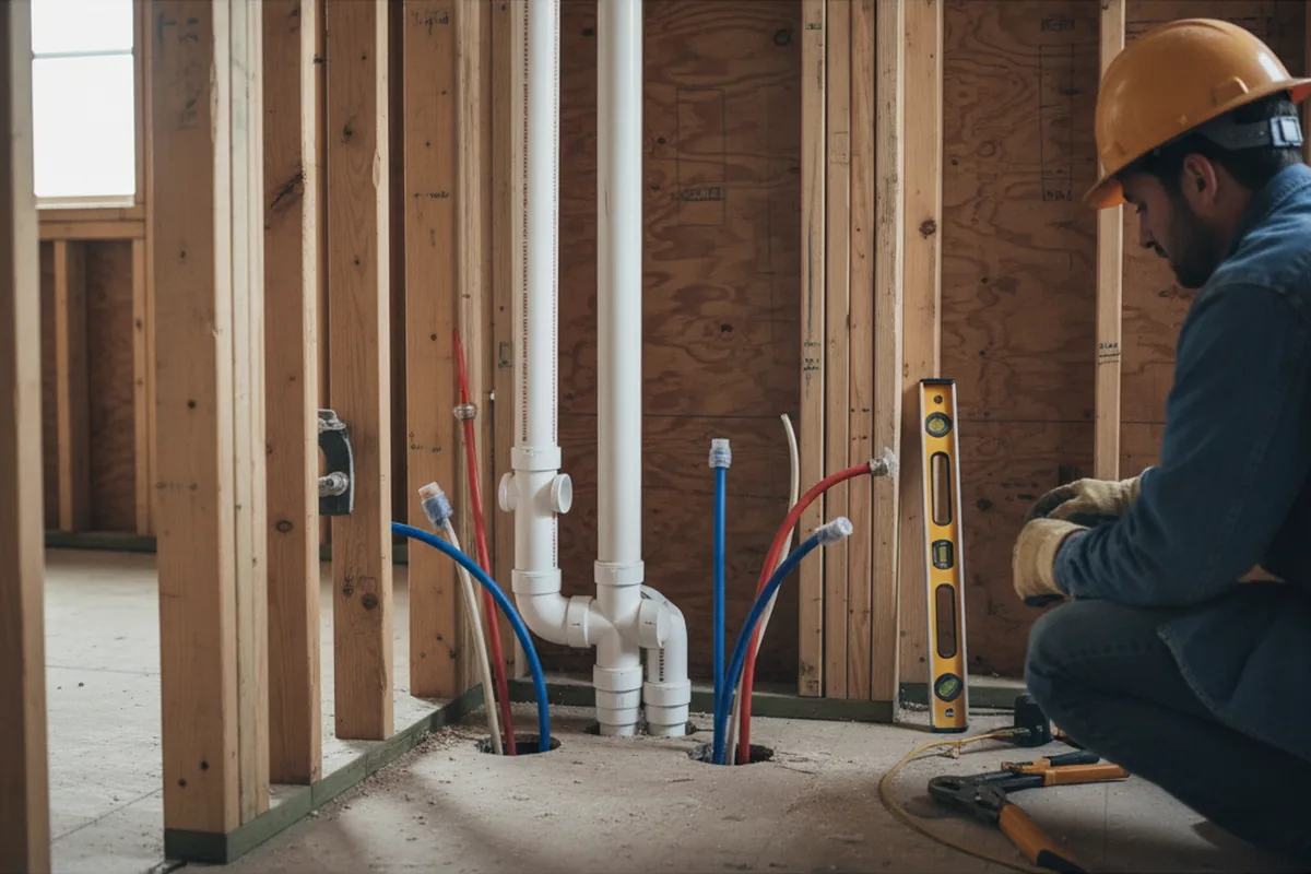 Drain and supply rough-in during Sump Pump Repair in Springdale